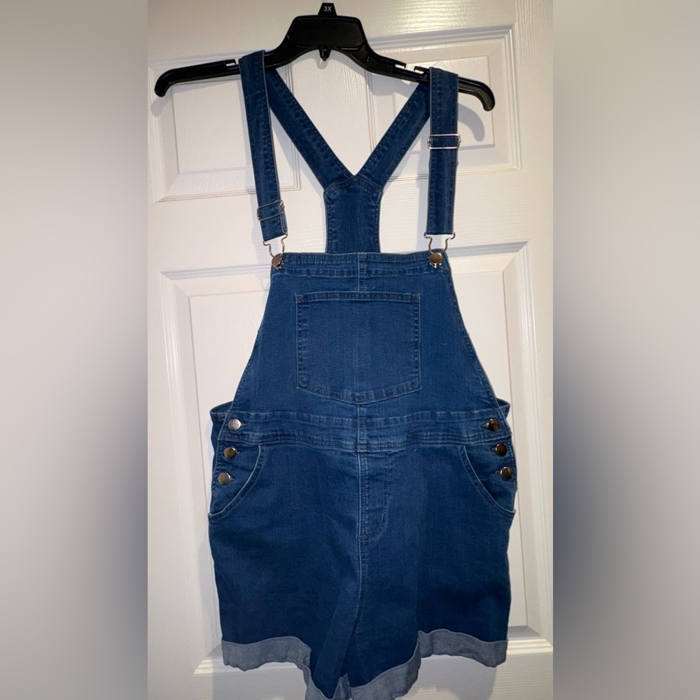 Dark Blue Denim Overalls Stretchy Material